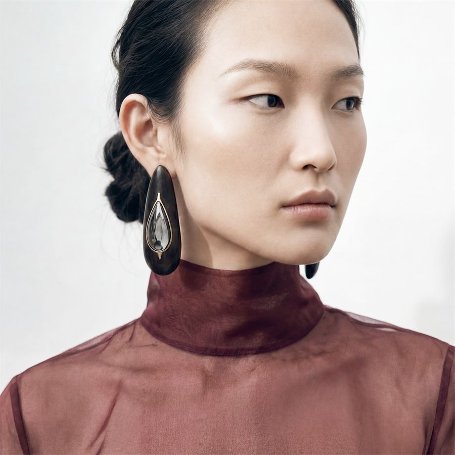 Ebony teardrop earrings Totem | OR EBGOCCIA